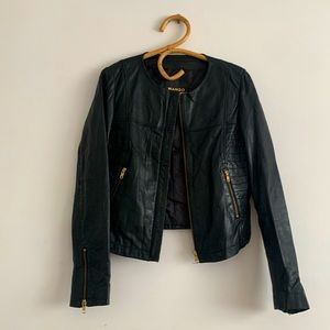 MANGO GENUINE LEATHER JACKET WOMENS